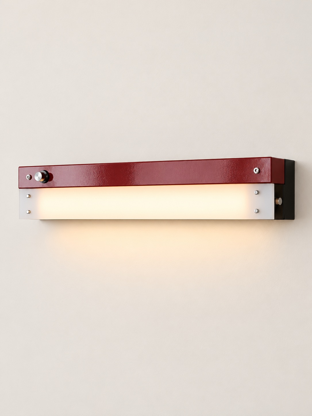 Retro linear LED wall light Red / White Acrylic / 60 cm / Hardwired