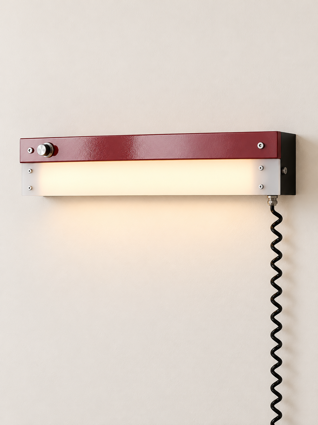 Retro linear LED wall light Red / White Acrylic / 60 cm / Plug-in