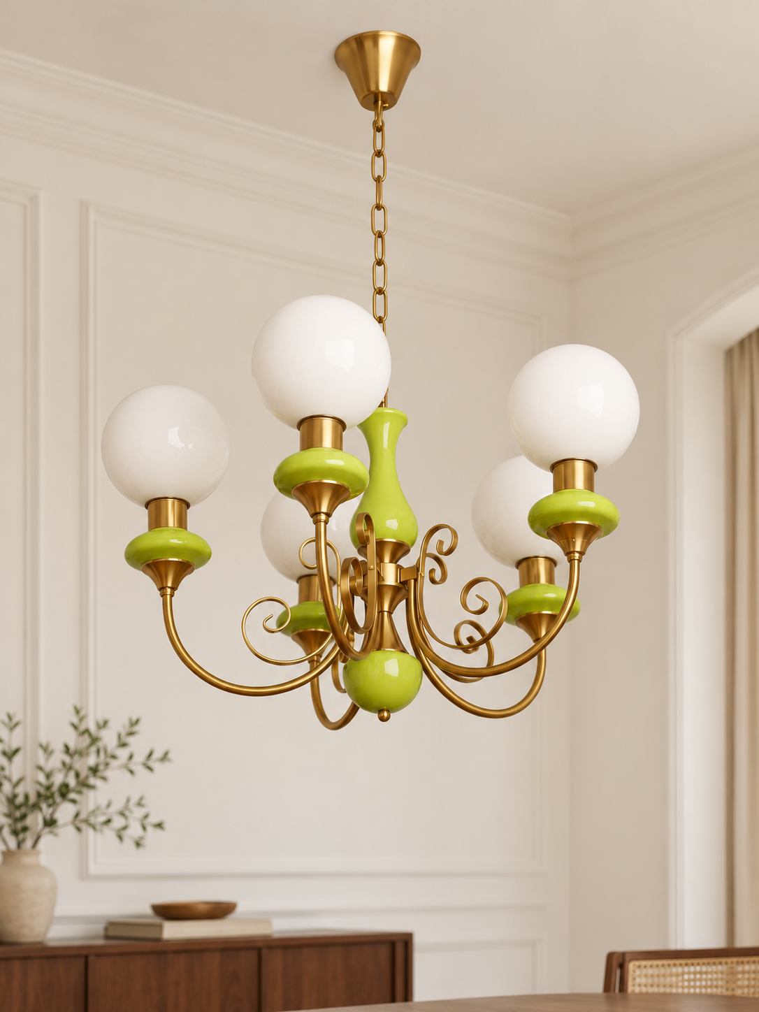 Apple Green Globe Chandelier hero
