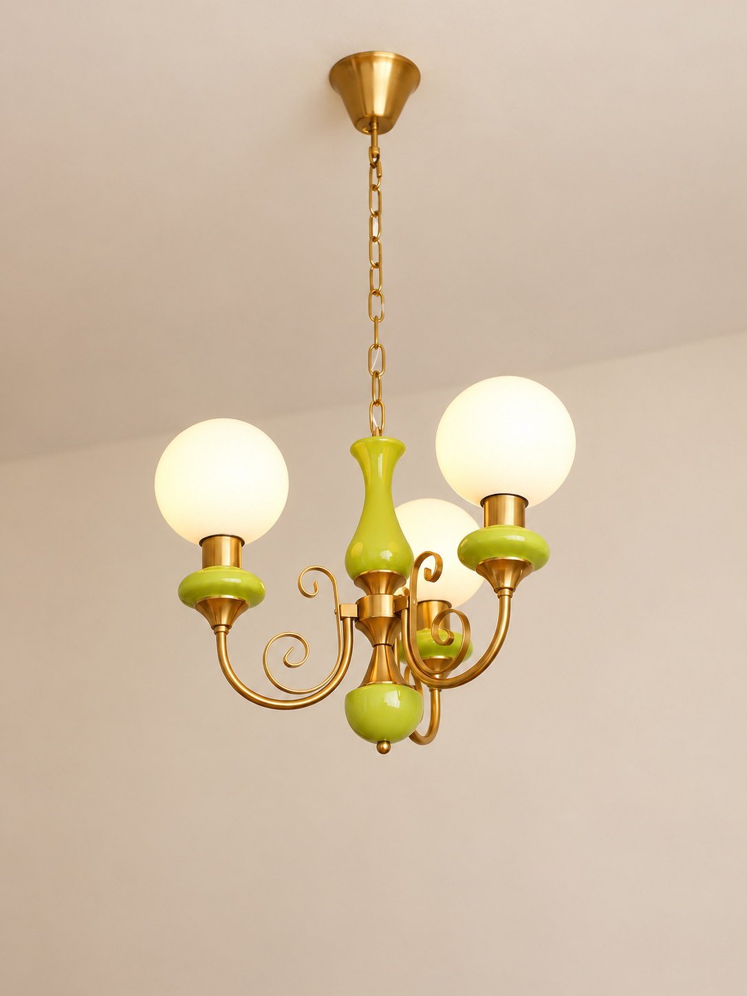 Apple Green Globe Chandelier three-on