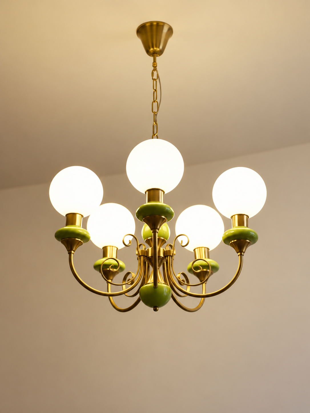Apple Green Globe Chandelier five-on