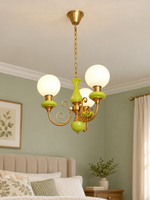Apple Green Globe Chandelier three-scene