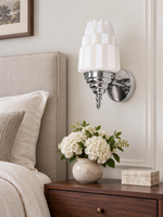 MB3974 stepped glass wall sconce, Chrome, Hardwired, light off