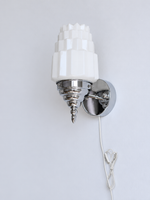 MB3974 stepped glass wall sconce, Chrome, Plug-in, light off