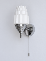 MB3974 stepped glass wall sconce, Chrome, Hardwired / Pull Chain, light off