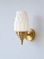 MB3974 stepped glass wall sconce, Copper Tone, Hardwired, light off