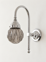 Curved arm wall light, A - Diamond Globe, Chrome, Smoke Grey