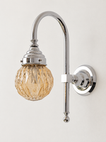 Curved arm wall light, A - Diamond Globe, Chrome, Champagne