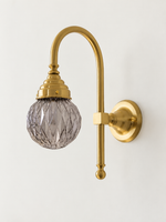 Curved arm wall light, A - Diamond Globe, Copper-Tone, Smoke Grey
