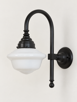 Curved arm wall light, C - Opal Bowl, Black, White