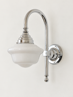 Curved arm wall light, C - Opal Bowl, Chrome, White
