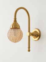 Curved arm wall light, B - Chevron Globe, Copper-Tone, Champagne