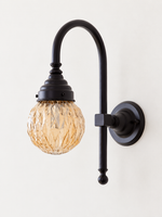 Curved arm wall light, A - Diamond Globe, Black, Champagne