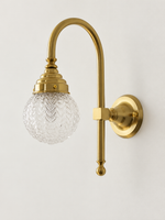 Curved arm wall light, B - Chevron Globe, Copper-Tone, Clear