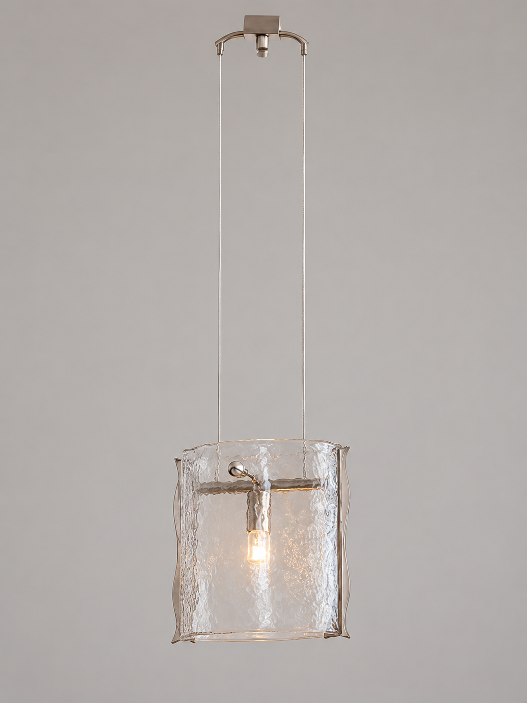 nickel clear textured glass pendant light