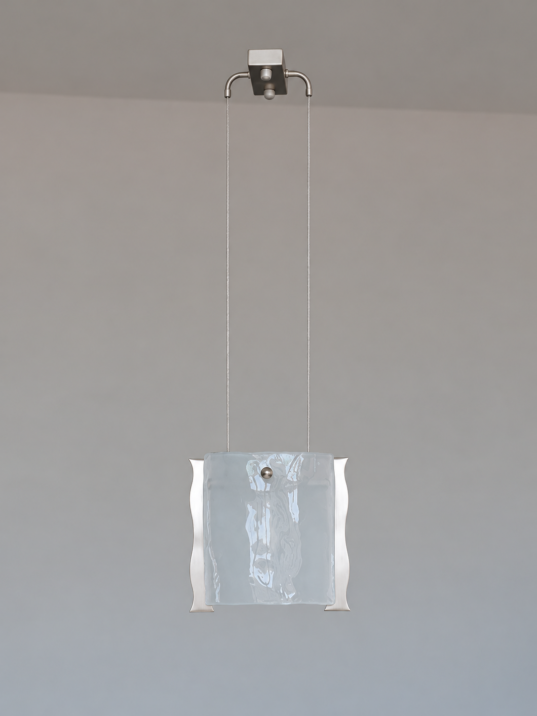 nickel translucent textured glass pendant light
