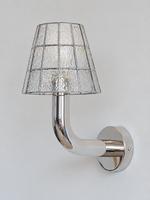 Mosaic Glass Curved Arm Wall Sconce — Silver / Clear — product view 2