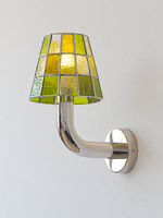 Mosaic Glass Curved Arm Wall Sconce — Silver / Green — product view 3