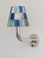 Mosaic Glass Curved Arm Wall Sconce — Silver / Blue — product view 4