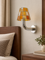 Mosaic Glass Curved Arm Wall Sconce — Silver / Orange — product view 5