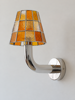 Mosaic Glass Curved Arm Wall Sconce — Silver / Orange — product view 6