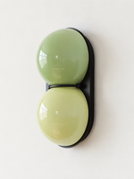 MB4790 twin glass wall sconce, Black, Mint / Light Green, lights off