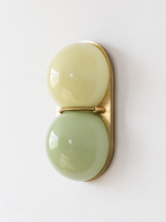 MB4790 twin glass wall sconce, Copper Tone, Mint / Light Green, lights off