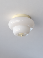 Cream rounded tier white glass ceiling light