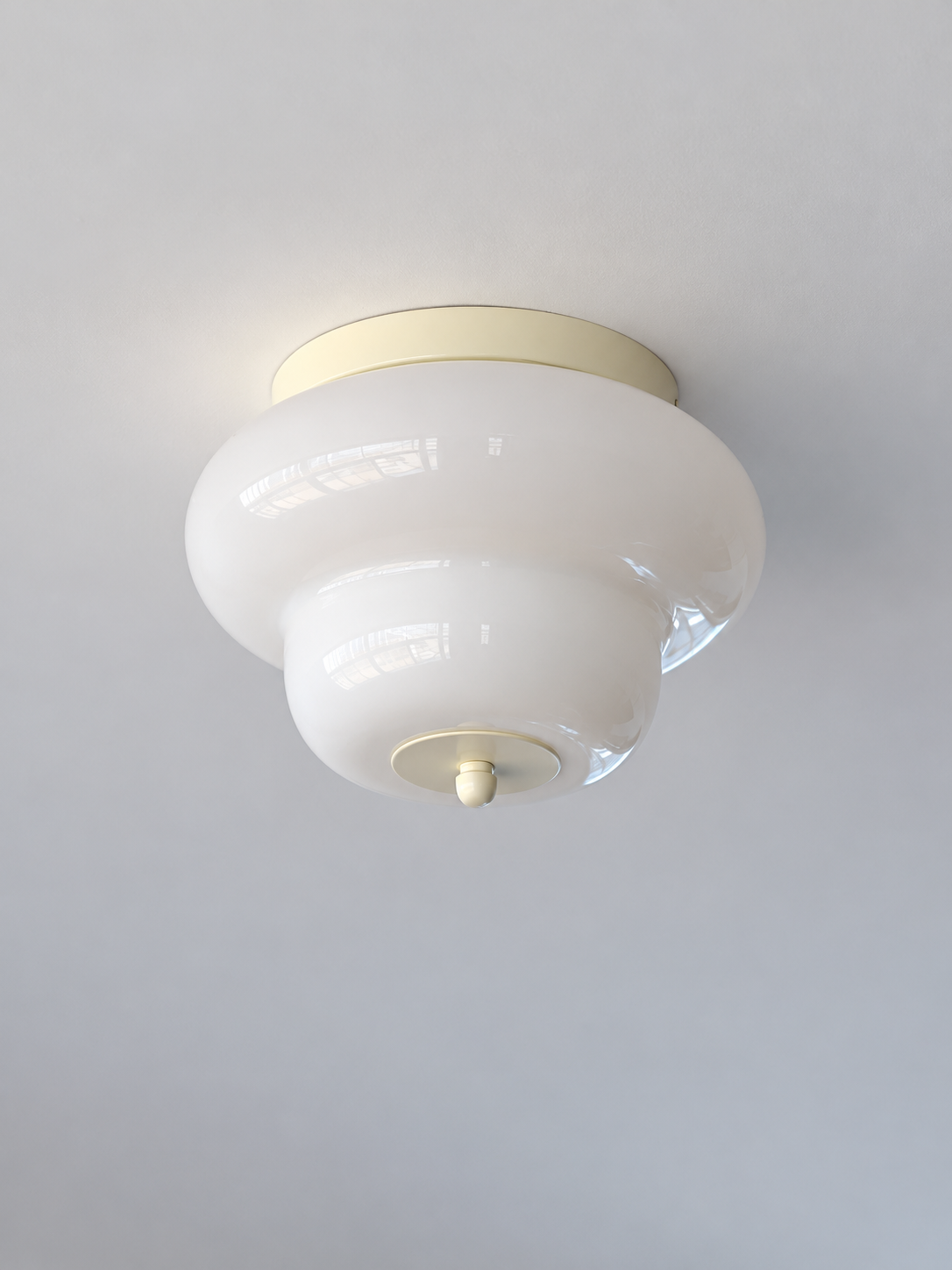Cream rounded tier white glass ceiling light