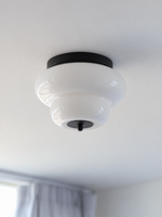 Black rounded tier white glass ceiling light