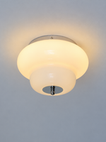 Chrome rounded tier white glass ceiling light