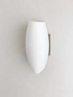 Curved glass wall light room view, lamp off