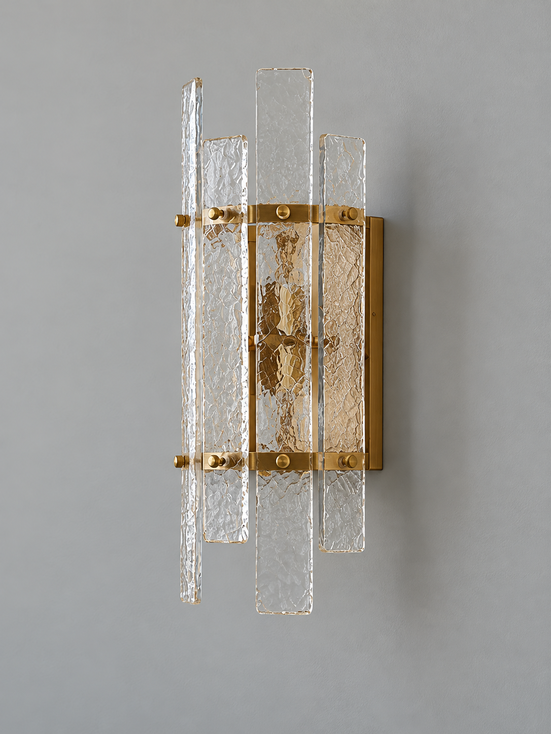 Textured Glass Panel Wall Sconce — Copper-tone / Clear — product view 2