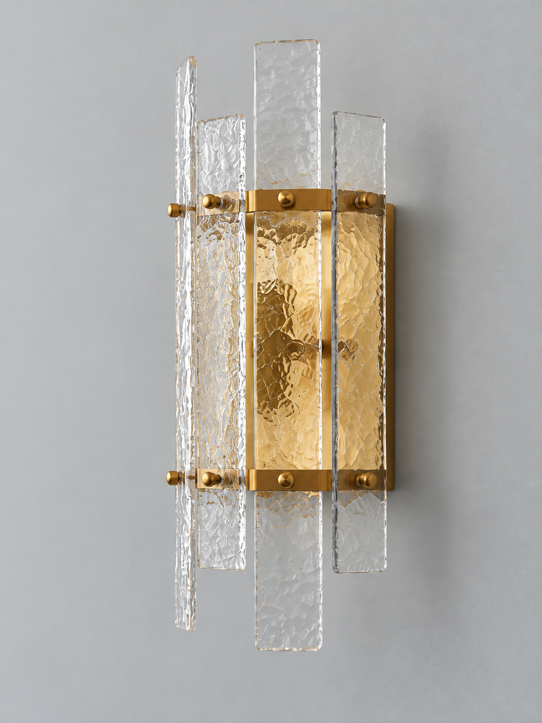 Textured Glass Panel Wall Sconce — Copper-tone / Clear — product view 4