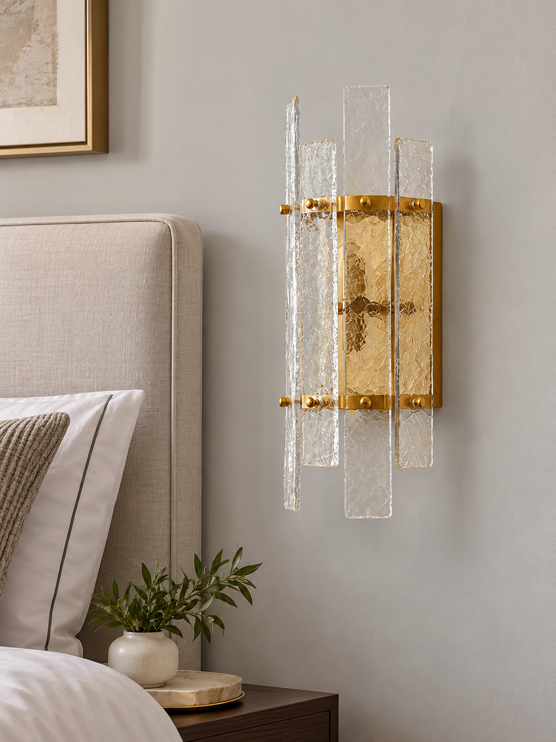 Textured Glass Panel Wall Sconce — Copper-tone / Clear — product view 5