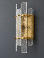 Textured Glass Panel Wall Sconce — Copper-tone / Clear — product view 6