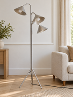Silver Three-Shade Tripod Floor Lamp — Silver — interior setting