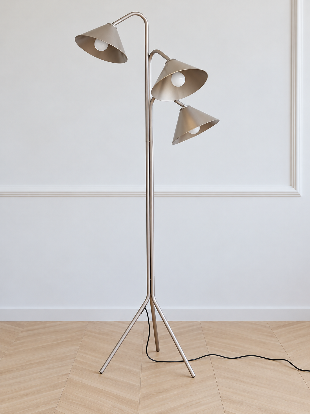 Silver Three-Shade Tripod Floor Lamp — Silver — product view 2