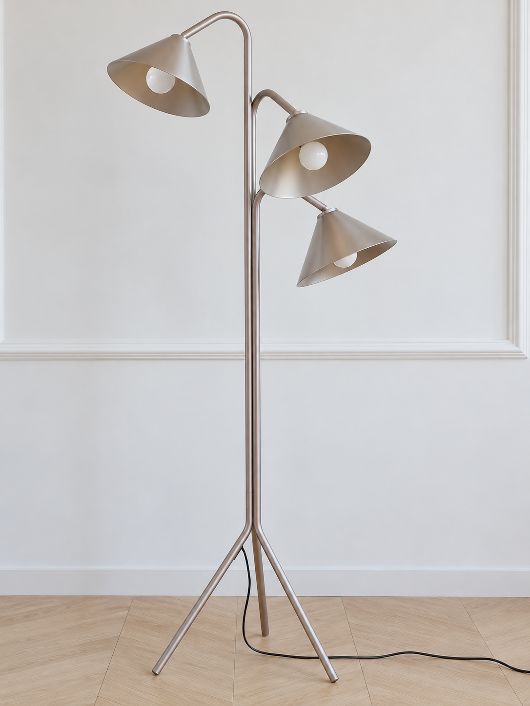 Silver Three-Shade Tripod Floor Lamp — Silver — product view 4