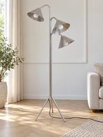Silver Three-Shade Tripod Floor Lamp — Silver — product view 5