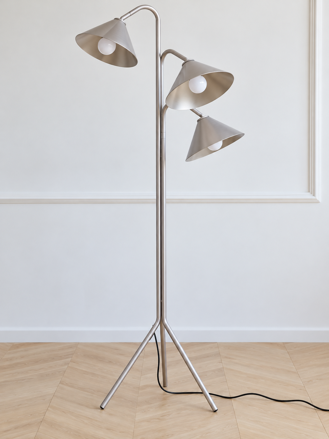 Silver Three-Shade Tripod Floor Lamp — Silver — product view 6