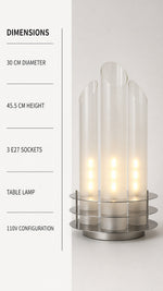 SpaceAge Glow Table Lamp — dimensions, E27 sockets, and 110V configuration