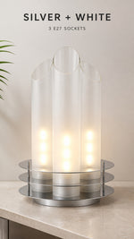 SpaceAge Glow Table Lamp — Silver + White variant