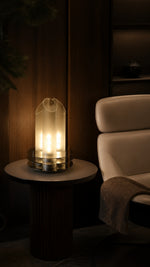 SpaceAge Glow Table Lamp — warm-light reading corner