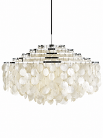 Chrome natural shell chandelier, 5 tiers, 80 cm diameter