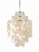 Chrome natural shell chandelier, 3 tiers, 45 cm diameter