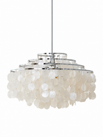 Chrome natural shell chandelier, 4 tiers, 53 cm diameter