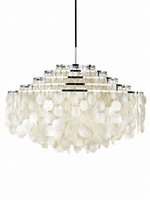 Chrome natural shell chandelier, 5 tiers, 70 cm diameter