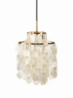 Copper-tone natural shell chandelier, 2 tiers, 28 cm diameter
