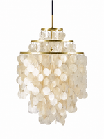 Copper-tone natural shell chandelier, 3 tiers, 45 cm diameter